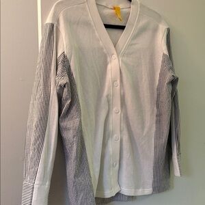 CAPOSHIE White and Black Striped Cardigan